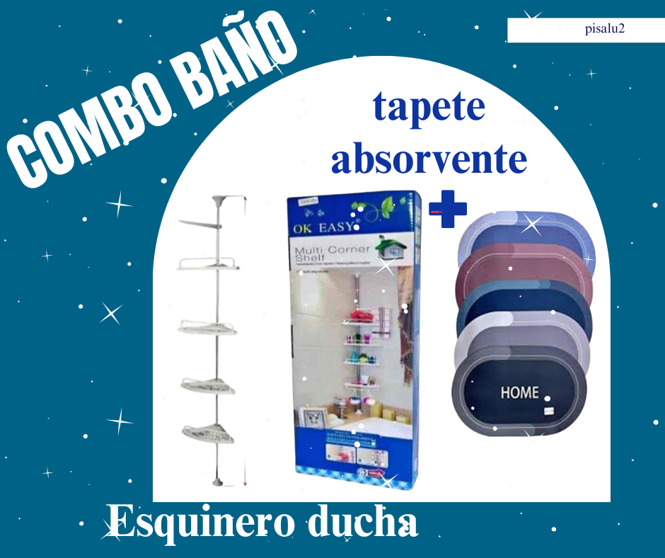 combo esquinero de baño + tapete absorbe