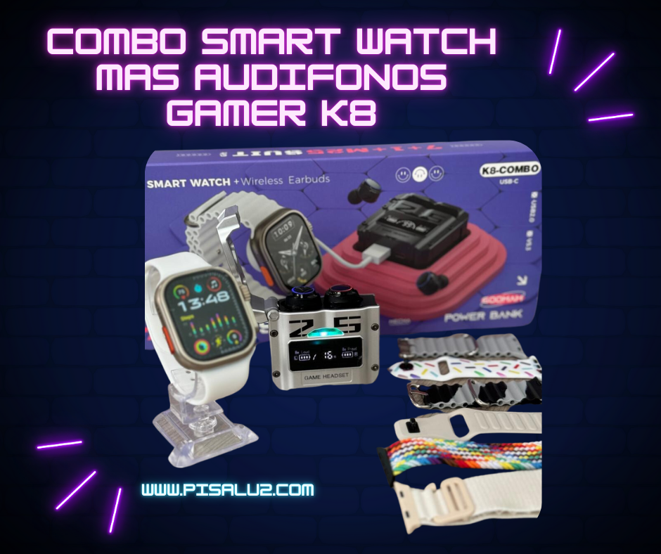 Combo Smart Watch Mas Audifonos Gamer K8