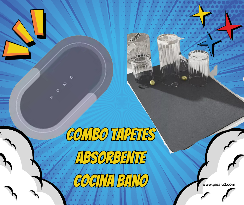 Combo Tapetes Absorbente Cocina + Baño