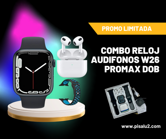 Combo Reloj + Audifonos w26 ProMax Dobl